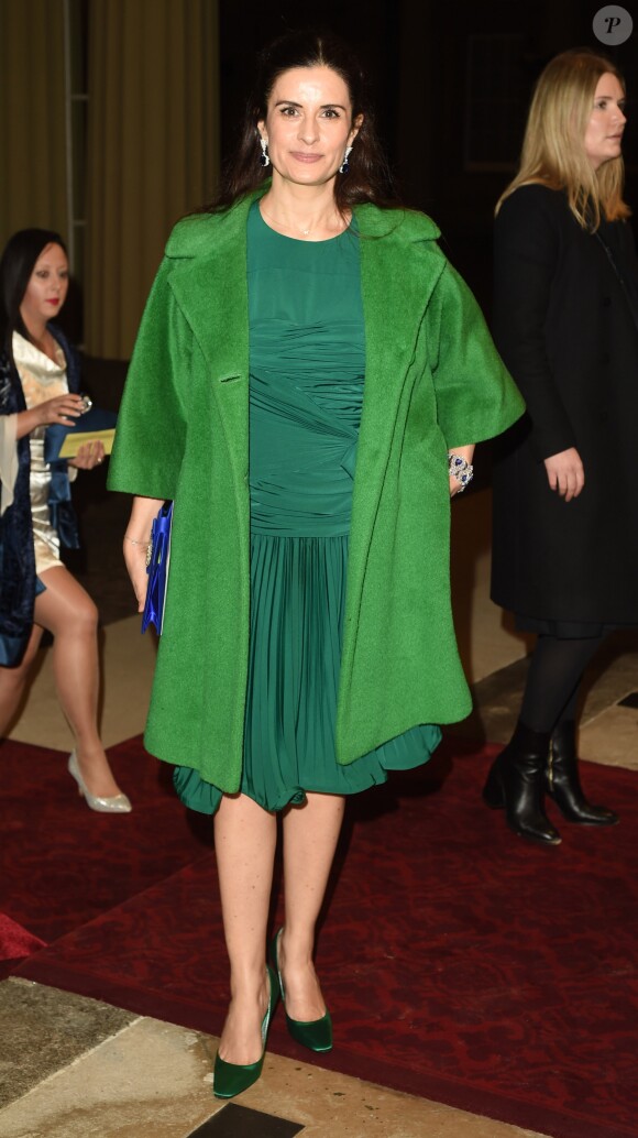 Livia Firth Giuggioli à la réception organisée pour célébrer le "Commonwealth Fashion Exchange" au Palais de Buckingham à Londres, le 19 février 2018.