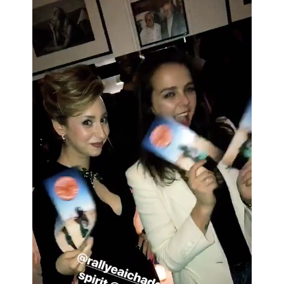 Jazmin Grace Grimaldi et Pauline Ducruet à New York le 20 février 2018 lors d'un événement pour le lancement du Rallye Aïcha des Gazelles qui se courra du 16 au 30 mars 2018. Les deux cousines y prendront part, dans deux équipes différentes. Image issue de la story Instagram de Pauline Ducruet, février 2018.