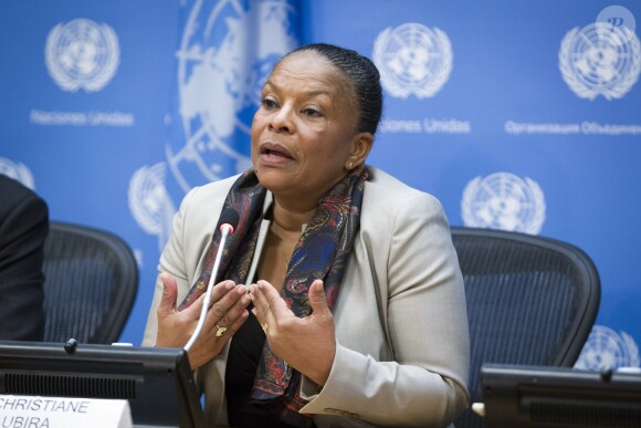 La ministre de la Justice, Christine Taubira était à l'ONU pour discuter du terrorisme, New York le 10 février 2015.