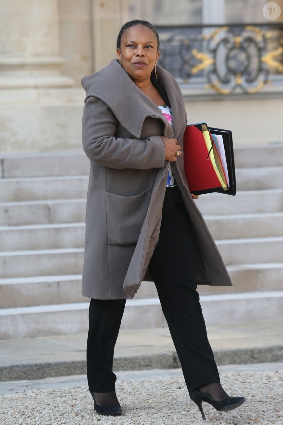 Christine Taubira - Sortie du Conseil des Ministres au palais de l'Elysee a Paris le 3 avril 2013.