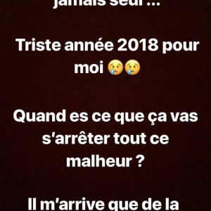 Rayane Bensetti inquiète avec de nouveaux messages alarmants sur Instagram, le 25 février 2018.