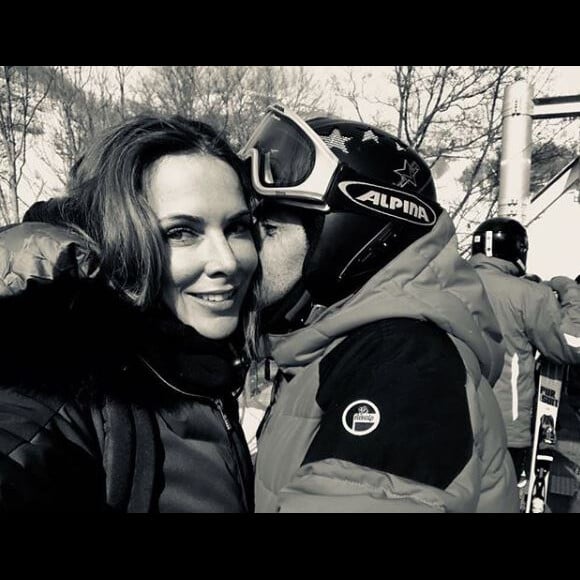 Jamel Debbouze et Mélissa Theuriau à la montagne. Février 2018.