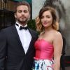 Priscilla Betti et son compagnon Gilles Noto à la sortie de l'hôtel Majestic pendant le 70 ème Festival International du film de Cannes, France, le 18 mai 2017. © Giancarlo Gorassini/Bestimage