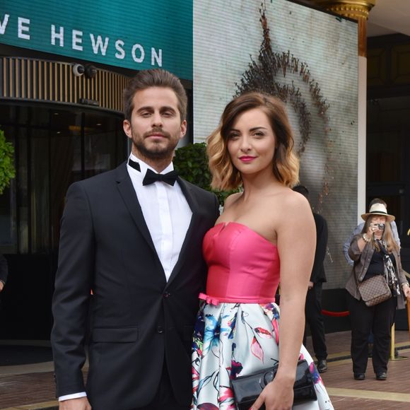 Priscilla Betti et son compagnon Gilles Noto à la sortie de l'hôtel Majestic pendant le 70 ème Festival International du film de Cannes, France, le 18 mai 2017. © Giancarlo Gorassini/Bestimage