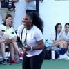 Serena Williams lors d'un tournoi de tennis caritatif pour la 14e édition annuelle du "Desert Smash 2018" à La Quinta en Californie, le 6 mars 2018.