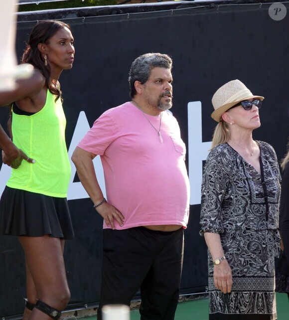 Lisa Leslie et Luis Guzman lors d'un tournoi de tennis caritatif pour la 14e édition annuelle du "Desert Smash 2018" à La Quinta en Californie, le 6 mars 2018.