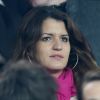 Marlène Schiappa, secrétaire d'Etat, chargée de l'Egalité des femmes et des hommes, dans les tribunes lors du match de Ligue 1 "PSG - OM (3-0)" au Parc des Princes à Paris, le 25 février 2018.