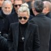 Laeticia Hallyday - Sorties de l'église de la Madeleine après les obsèques de Johnny Hallyday à Paris le 9 décembre 2017. © Veeren / Bestimage
