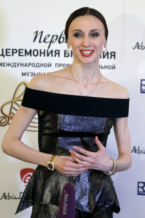 Svetlana Zakharova lors des Prix internationaux de musique ''BraVo'' au théâtre Bolshoi à Moscou, Russie, le 11 mars 2018.