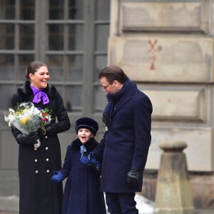 La princesse Victoria, accompagnée par son mari le prince Daniel et leur fille la princesse Estelle, célébrait le 12 mars 2018 avec le public la saint Victoria dans la cour intérieur du palais royal Drottningholm, à Stockholm.