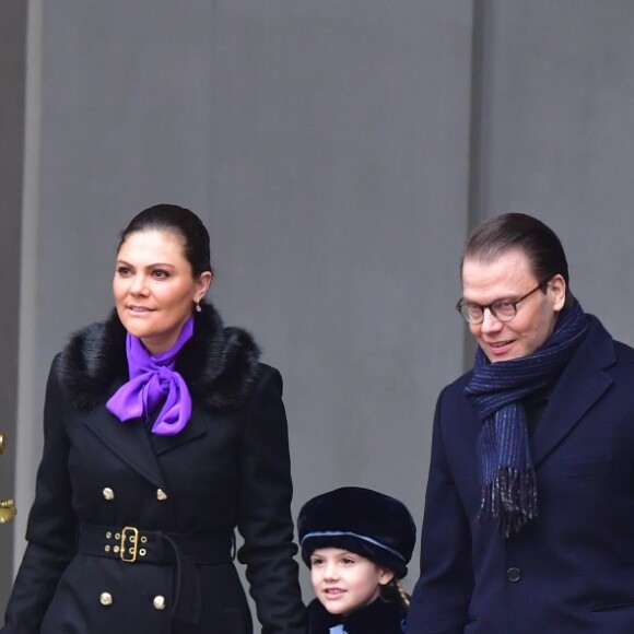 La princesse Victoria, accompagnée par son mari le prince Daniel et leur fille la princesse Estelle, célébrait le 12 mars 2018 avec le public la saint Victoria dans la cour intérieur du palais royal Drottningholm, à Stockholm.