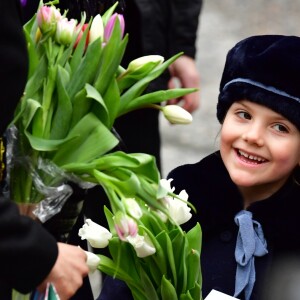 La princesse Victoria, accompagnée par son mari le prince Daniel et leur fille la princesse Estelle, célébrait le 12 mars 2018 avec le public la saint Victoria dans la cour intérieur du palais royal Drottningholm, à Stockholm.