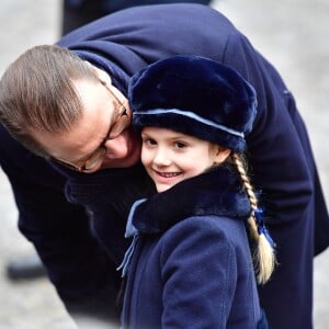 La princesse Victoria, accompagnée par son mari le prince Daniel et leur fille la princesse Estelle, célébrait le 12 mars 2018 avec le public la saint Victoria dans la cour intérieur du palais royal Drottningholm, à Stockholm.