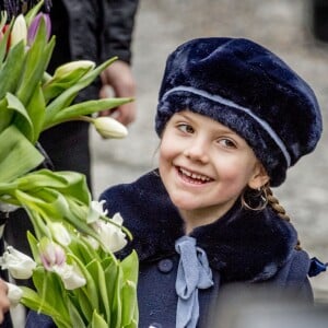 La princesse Victoria, accompagnée par son mari le prince Daniel et leur fille la princesse Estelle, célébrait le 12 mars 2018 avec le public la saint Victoria dans la cour intérieur du palais royal Drottningholm, à Stockholm.