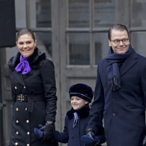 La princesse Victoria, accompagnée par son mari le prince Daniel et leur fille la princesse Estelle, célébrait le 12 mars 2018 avec le public la saint Victoria dans la cour intérieur du palais royal Drottningholm, à Stockholm.