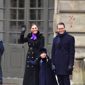 La princesse Victoria, accompagnée par son mari le prince Daniel et leur fille la princesse Estelle, célébrait le 12 mars 2018 avec le public la saint Victoria dans la cour intérieur du palais royal Drottningholm, à Stockholm.