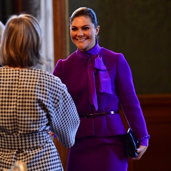 La princesse héritière Victoria de Suède lors du Te Deum le 12 mars 2018 en la chapelle royale à Stockholm suite à la naissance de la princesse Adrienne.