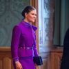 La princesse héritière Victoria de Suède lors de la proclamation le 12 mars 2018 à Stockholm suite de la naissance de la princesse Adrienne.