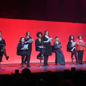 Sandrine Rousseau, Catherine Arditi, Alison Wheeler, Rachel Khan, Charlotte Gaccio, Christelle Chollet, Sophia Aram, Andréa Ferréol, Eden Ducourant, Chloé Jouannet, Stéphanie Bataille - Représentation de la pièce "Les Monologues du Vagin" au théâtre le Comédia à Paris le 12 mars 2018. © Guirec Coadic/Bestimage