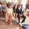 La princesse Caroline de Monaco et Stefano Casiraghi lors de leur mariage le 23 décembre 1983, en présence du prince Albert, de la princesse Stéphanie et du prince Rainier III.