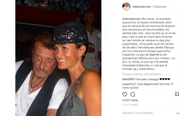 Hélène Darroze poste un messageà l'attention de son amie Laeticia Hallyday pour son 43e anniversaire. Instagram, le 18 mars 2018.
