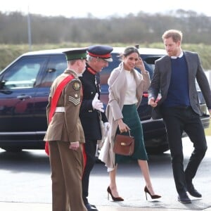 Le prince Harry et Meghan Markle en visite à Belfast en Irlande du Nord le 23 mars 2018, à l'Eikon Centre pour un événement consacré à la 2e année d'Amazing the Space, initiative de pacification lancée par le prince en septembre 2017.