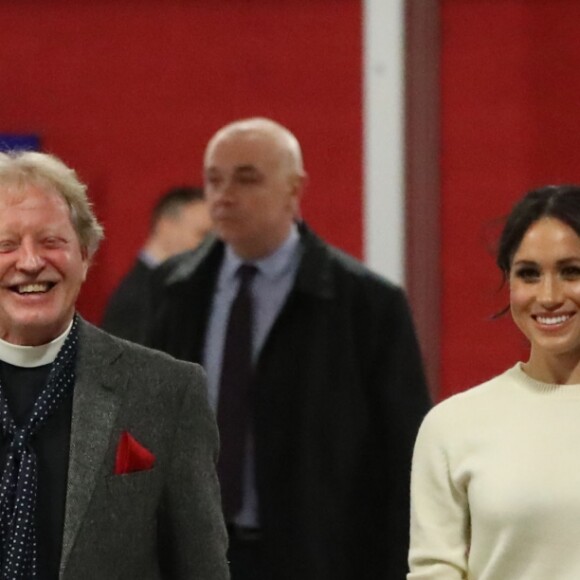 Le prince Harry et Meghan Markle en visite à Belfast en Irlande du Nord le 23 mars 2018, à l'Eikon Centre pour un événement consacré à la 2e année d'Amazing the Space, initiative de pacification lancée par le prince en septembre 2017.