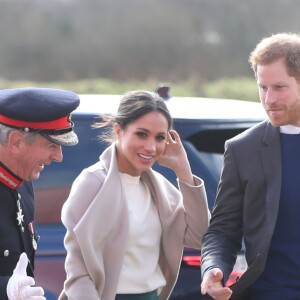 Le prince Harry et Meghan Markle en visite à Belfast en Irlande du Nord le 23 mars 2018, à l'Eikon Centre pour un événement consacré à la 2e année d'Amazing the Space, initiative de pacification lancée par le prince en septembre 2017.