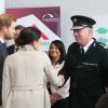 Le prince Harry et Meghan Markle en visite à Belfast en Irlande du Nord le 23 mars 2018, à l'Eikon Centre pour un événement consacré à la 2e année d'Amazing the Space, initiative de pacification lancée par le prince en septembre 2017.