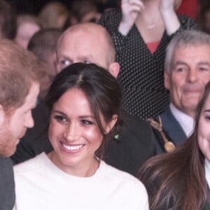 Le prince Harry et Meghan Markle en visite à Belfast en Irlande du Nord le 23 mars 2018, à l'Eikon Centre pour un événement consacré à la 2e année d'Amazing the Space, initiative de pacification lancée par le prince en septembre 2017.