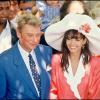 Premier mariage d'Adeline Blondieau et Johnny Hallyday à Ramatuelle, le 9 juillet 1990.
