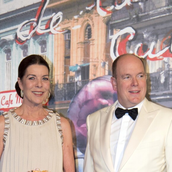 La princesse Caroline de Hanovre et le prince Albert II de Monaco au 62e Bal de la Rose dans la Salle des Etoiles du Sporting de Monte Carlo, le 19 mars 2016, sur le thème de Cuba. © Palais princier / Luc Castel / Monte Carlo Société des Bains de Mer via Bestimage