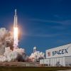 Premier vol historique pour la Falcon Heavy de SpaceX, la fusée la plus puissante du monde à Cap Canaveral en Floride. Le 6 février 2018.