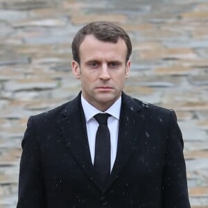 Le président de la République Emmanuel Macron - Hommage national du lieutenant-colonel de gendarmerie Arnaud Beltrame aux invalides à Paris le 28 mars 2018. Arnaud Beltrame est mort après avoir pris la place d'une otage civile au supermarché Super U à Trèbes. © Cyril Moreau/Bestimage