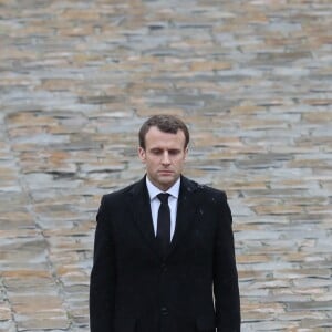 Le président de la République Emmanuel Macron - Hommage national du lieutenant-colonel de gendarmerie Arnaud Beltrame aux invalides à Paris le 28 mars 2018. Arnaud Beltrame est mort après avoir pris la place d'une otage civile au supermarché Super U à Trèbes. © Cyril Moreau/Bestimage