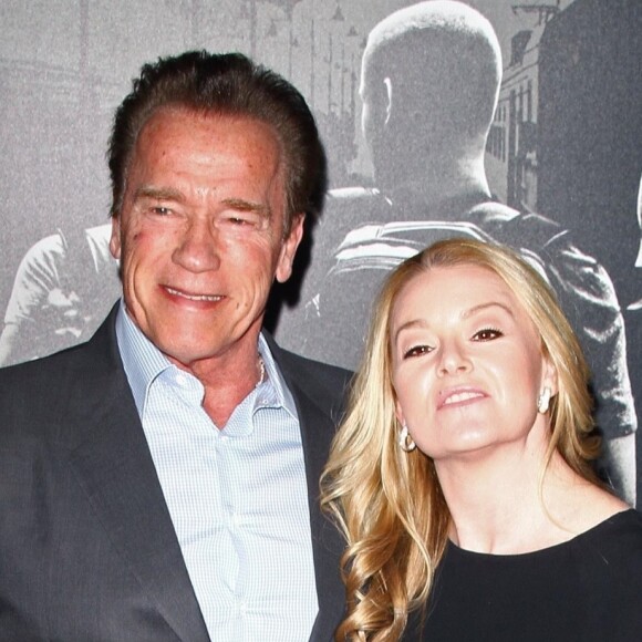 Arnold Schwarzenegger et sa compagne Heather Milligan à la première du film "Le 15:17 pour Paris" au Warner Bros à Burbank, le 5 février 2018
