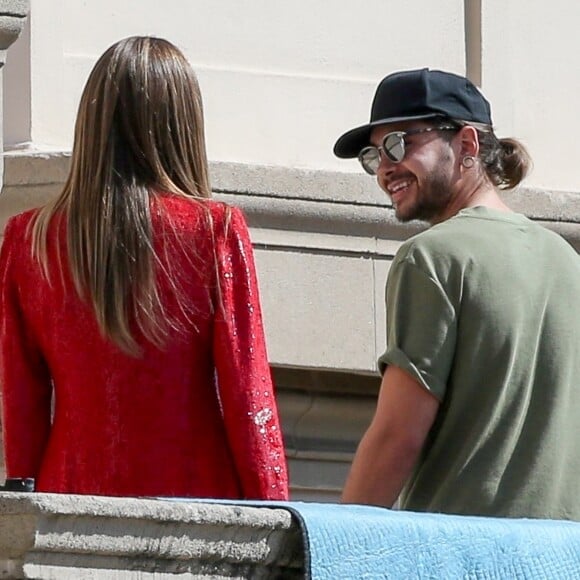 Heidi Klum et Tom Kaulitz (les amis proches se voient régulièrement depuis quelques temps, la rumeur dit qu'il serait peut-être en couple...) - Le jury de 'America's Got Talent' en pleine tournage à Los Angeles, le 25 mars 2018.