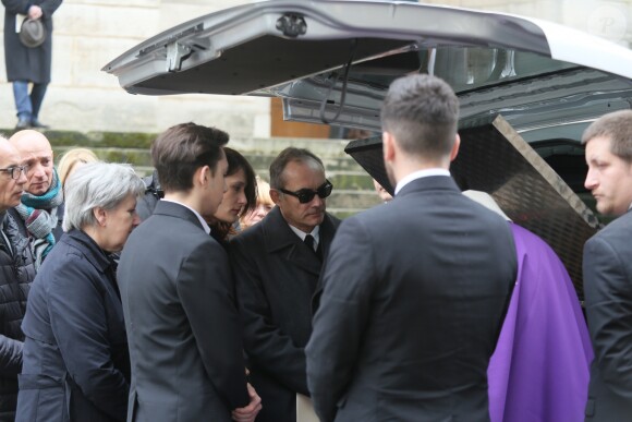 Thomas Chabrol - Sorties des obsèques de Stéphane Audran en l'église Saint-Roch à Paris. Le 3 avril 2018