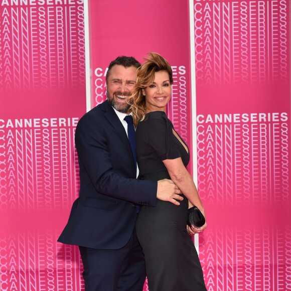 Alexandre Brasseur et Ingrid Chauvin, "stars de Demain nous appartient", sur le Pink Carpet lors du premier festival CanneSéries pour la présentation des séries "Killing Eve" et "When Heroes Fly", à Cannes, le 8 avril 2018.© Bruno Bebert/Bestimage