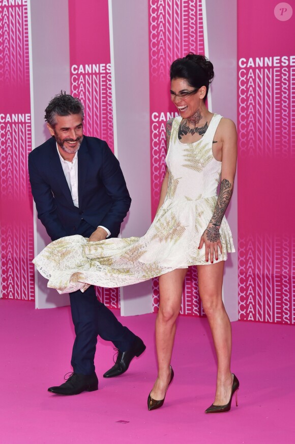 Mi Hoa Lee et Leonardo Sbaraglia ("Felix") sur le Pink Carpet lors du premier festival CanneSéries pour la présentation des séries "Killing Eve" et "When Heroes Fly", à Cannes, le 8 avril 2018. © Bruno Bebert/Bestimage