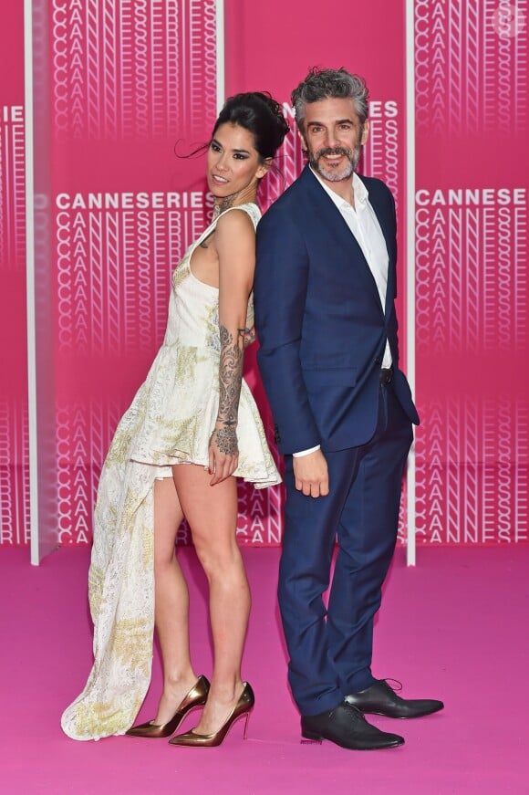 Mi Hoa Lee et Leonardo Sbaraglia ("Felix") sur le Pink Carpet lors du premier festival CanneSéries pour la présentation des séries "Killing Eve" et "When Heroes Fly", à Cannes, le 8 avril 2018. © Bruno Bebert/Bestimage