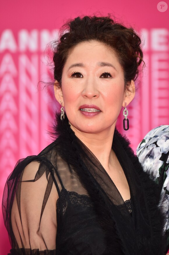 Sandra Oh ("Killing Eve") sur le Pink Carpet lors du premier festival CanneSéries pour la présentation des séries "Killing Eve" et "When Heroes Fly", à Cannes, le 8 avril 2018. © Bruno Bebert/Bestimage