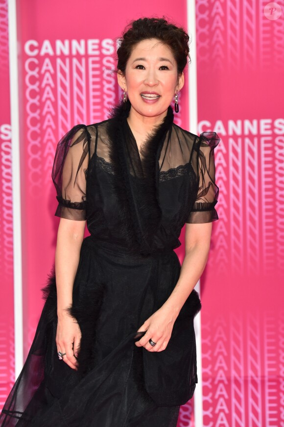 Sandra Oh ("Killing Eve") sur le Pink Carpet lors du premier festival CanneSéries pour la présentation des séries "Killing Eve" et "When Heroes Fly", à Cannes, le 8 avril 2018. © Bruno Bebert/Bestimage