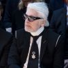 Karl Lagerfeld -au défilé de mode Dior Homme Automne-Hiver 2018-2019 au Grand Palais à Paris, le 20 janvier 2018. © Olivier Borde/Bestimage