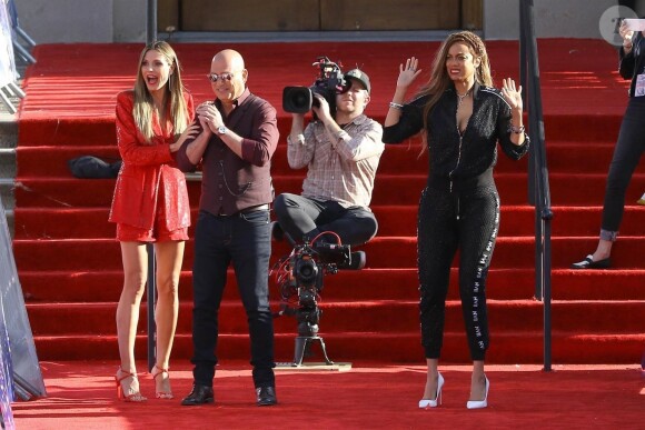 Heidi Klum, Howie Mandel, Tyra Banks - Le jury d''America's Got Talent' en pleine tournage à Pasadena, le 25 mars 2018.