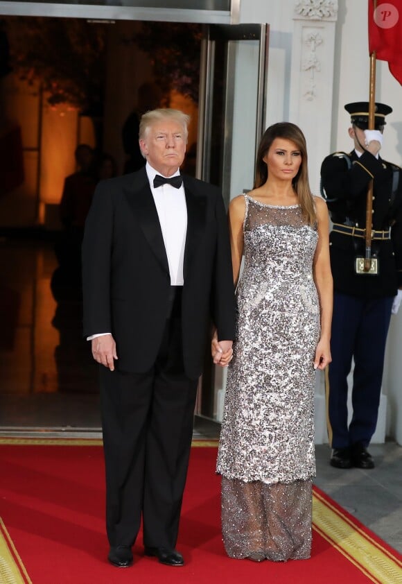 Le président américain Donald Trump et sa femme la première dame Melania Trump - Dîner en l'honneur du Président de la République Emmanuel Macron et de la première dame Brigitte Macron (Trogneux) à la Maison Blanche à Washington, le 24 avril 2018.