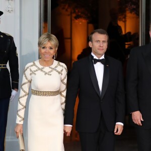Le président de la République française Emmanuel Macron et sa femme la Première dame Brigitte Macron (Trogneux) - Dîner en l'honneur du Président de la République Emmanuel Macron et de la première dame Brigitte Macron (Trogneux) à la Maison Blanche à Washington, le 24 avril 2018.