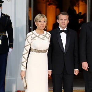 Le président de la République française Emmanuel Macron et sa femme la Première dame Brigitte Macron (Trogneux) - Dîner en l'honneur du Président de la République Emmanuel Macron et de la première dame Brigitte Macron (Trogneux) à la Maison Blanche à Washington, le 24 avril 2018.