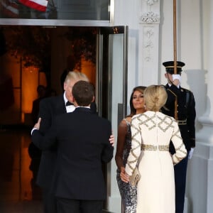 Le président américain Donald Trump, sa femme la Première dame Melania Trump, le président de la République française Emmanuel Macron et sa femme la Première dame Brigitte Macron (Trogneux) - Dîner en l'honneur du Président de la République Emmanuel Macron et de la première dame Brigitte Macron (Trogneux) à la Maison Blanche à Washington, le 24 avril 2018.