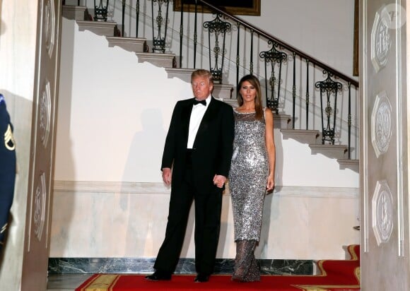 Le président américain Donald Trump, sa femme la Première dame Melania Trump, - Dîner en l'honneur du Président de la République Emmanuel Macron et de la première dame Brigitte Macron (Trogneux) à la Maison Blanche à Washington, le 24 avril 2018.